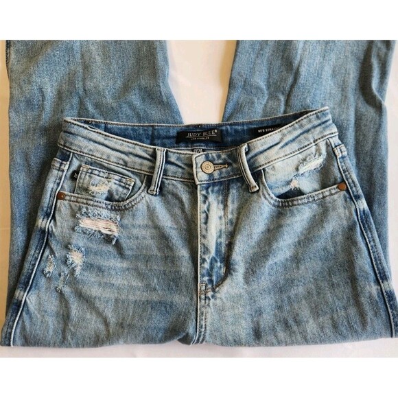Judy Blue Women’s Jeans Size 0 / 24 Distressed Straight Leg 00s Vintage Wash - Picture 9 of 16